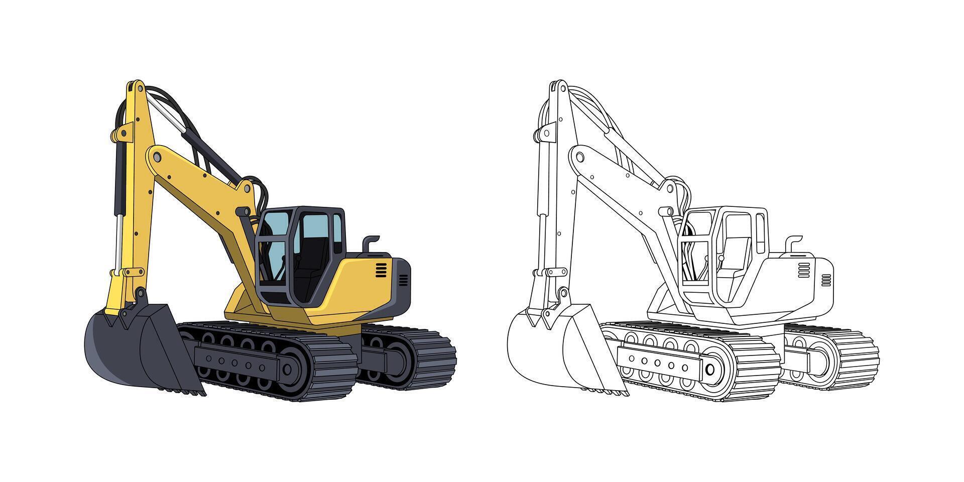 Excavator Vehicle Cartoon vector