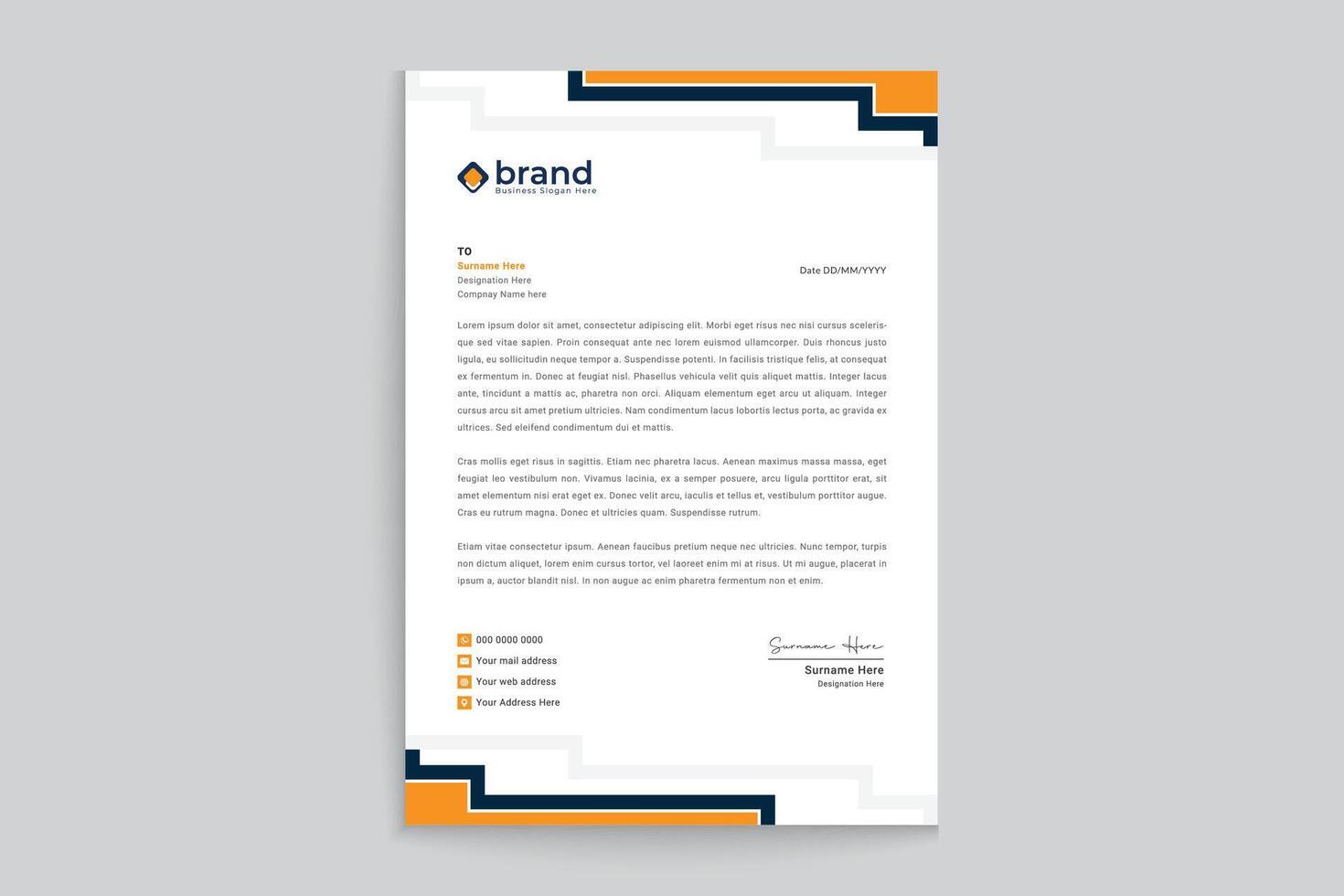 Abstract geometric letterhead design vector
