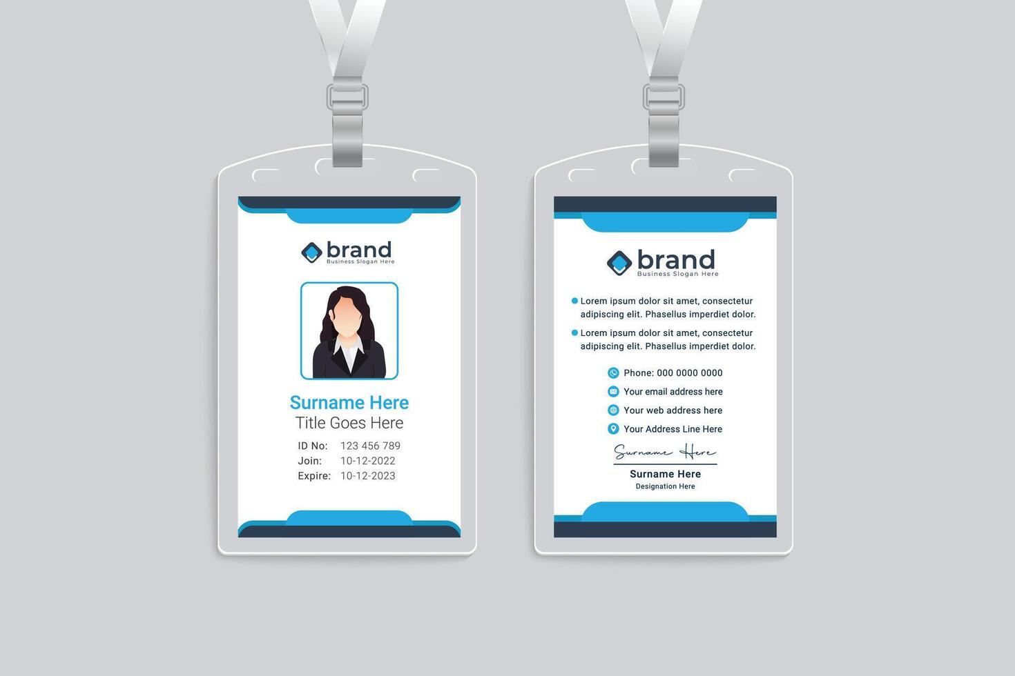 Medical id card template design vector
