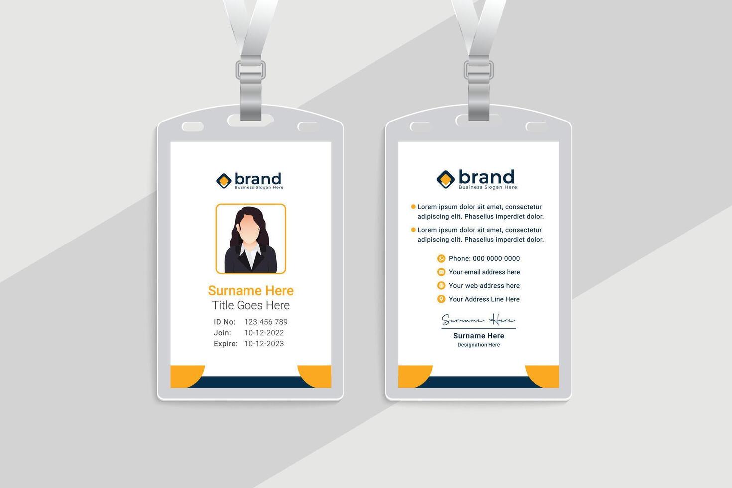 Coronavirus info id card template design vector
