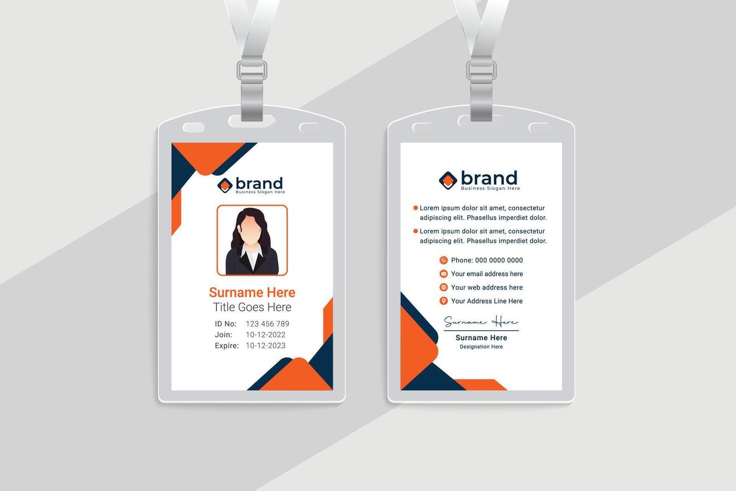 Flat abstract id card template vector