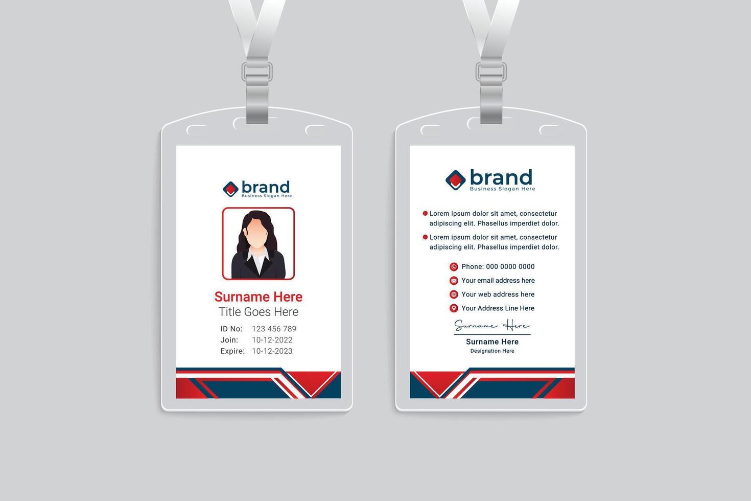 Set of modern id card design template vector