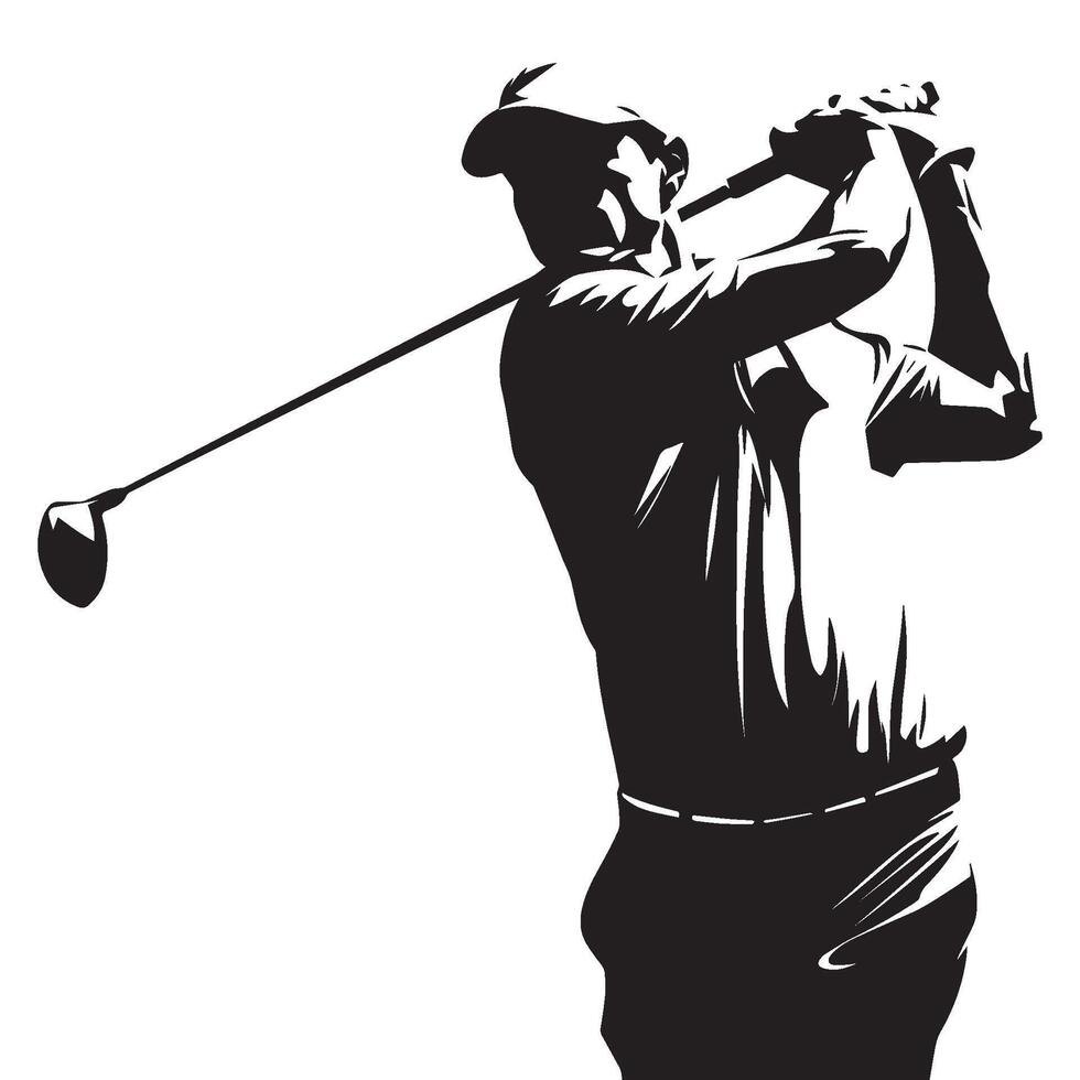 Golf player silhouette on white background vector