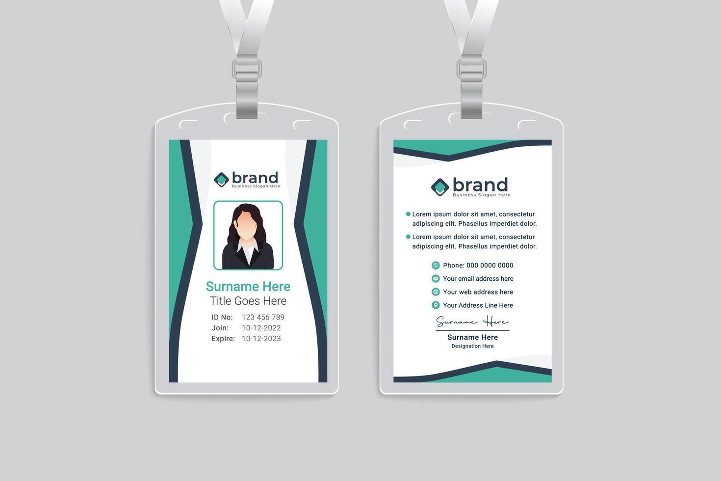 Geometric id card template design vector