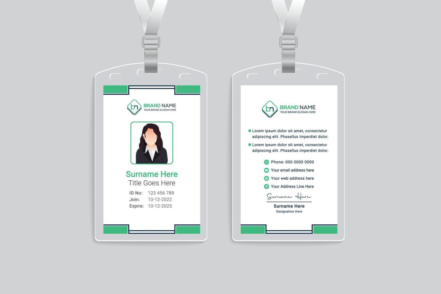 Coronavirus medical healthcare id card design vector
