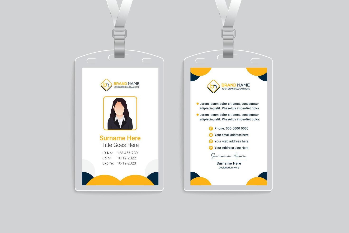 Flat design of abstract shapes id card template vector
