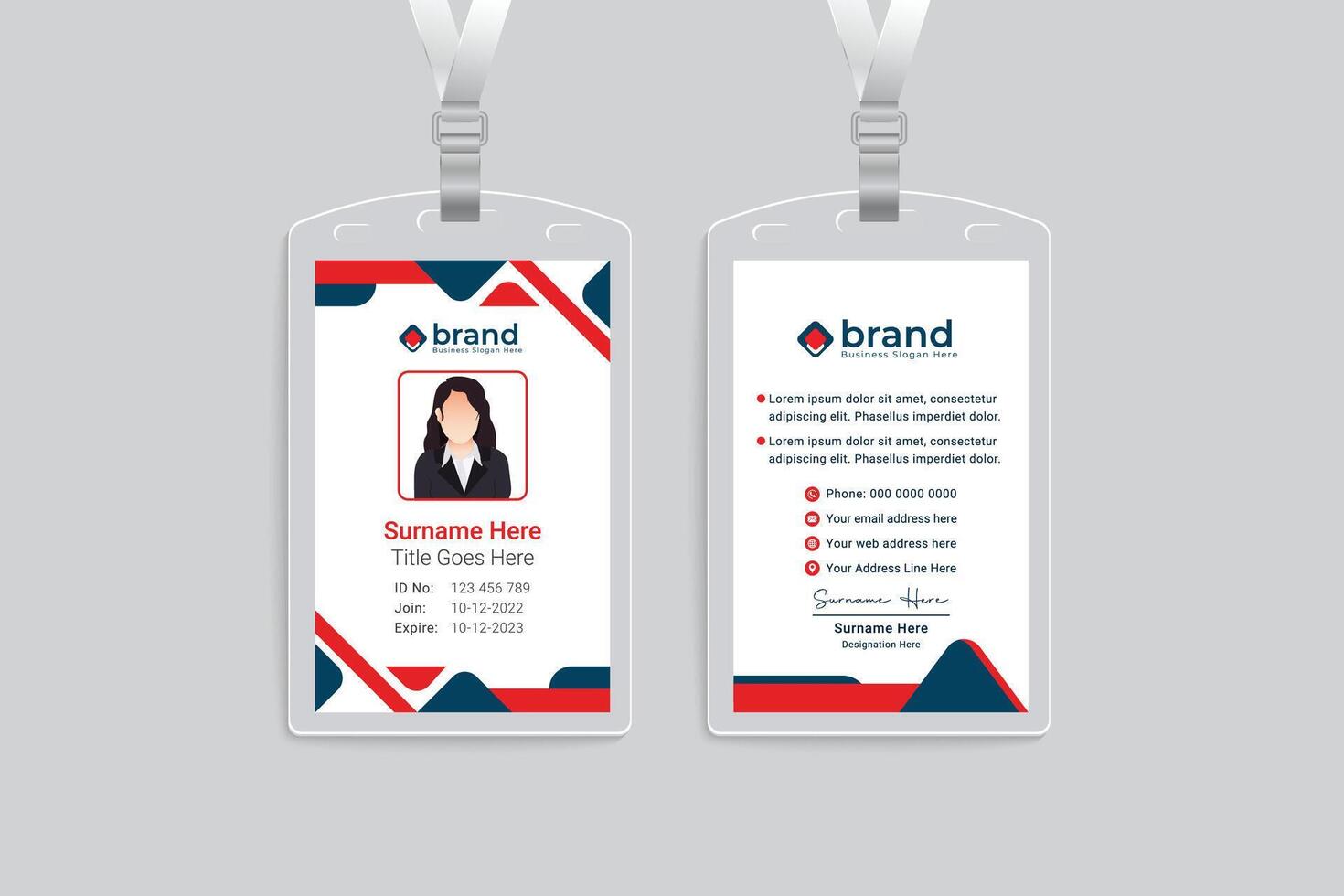 Clean minimal id card design vector