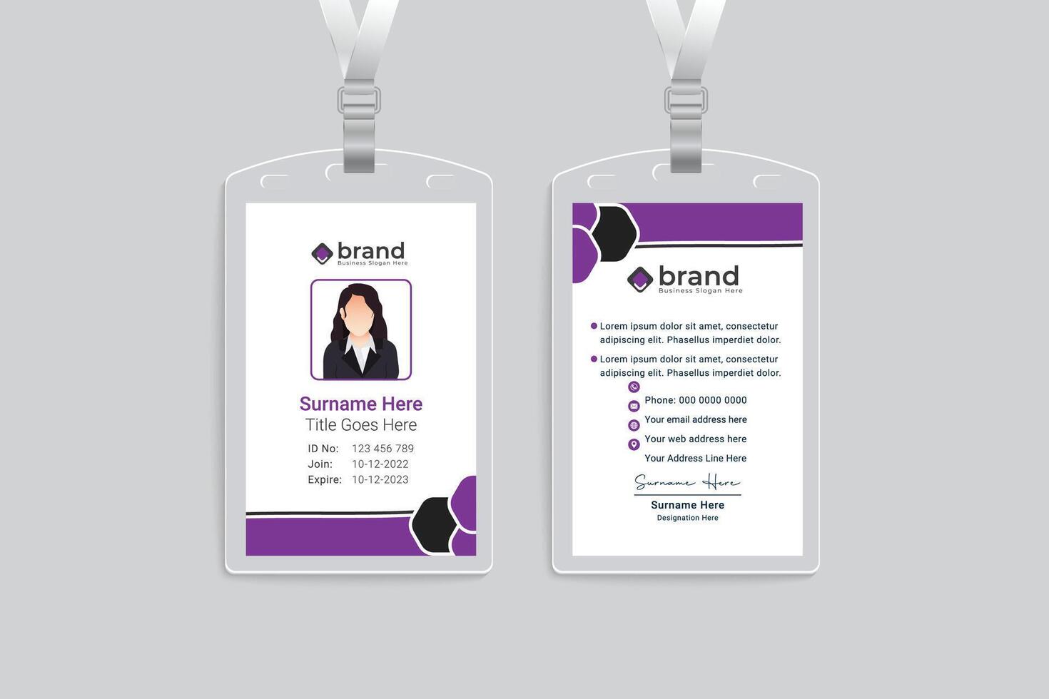 Creative double sided id card template vector