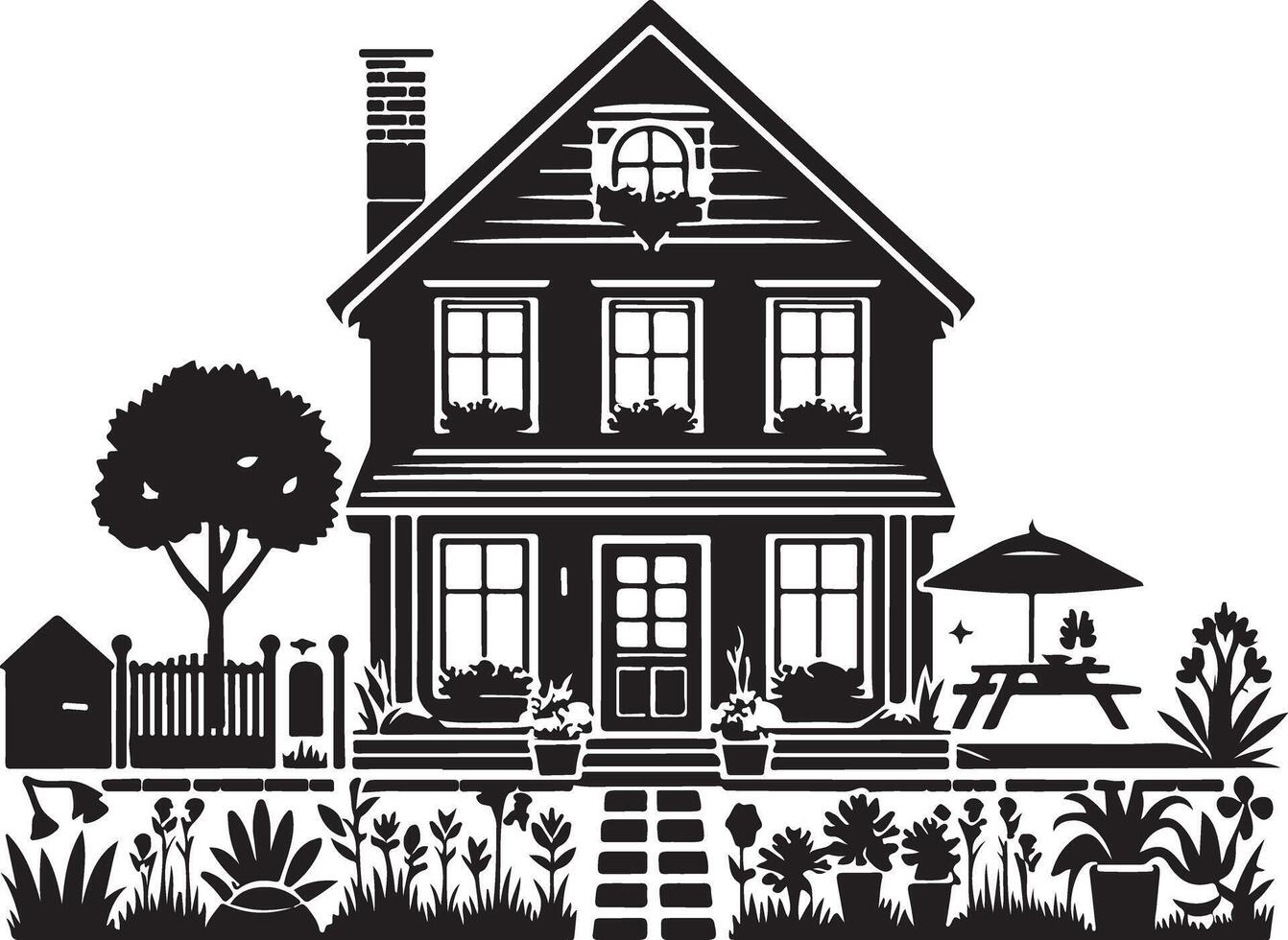 Home landscape silhouette design vector