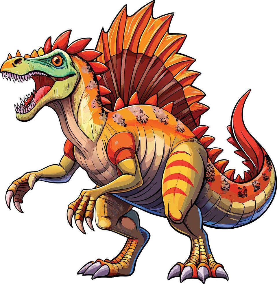 Spinosaurus dinosaur sticker design vector