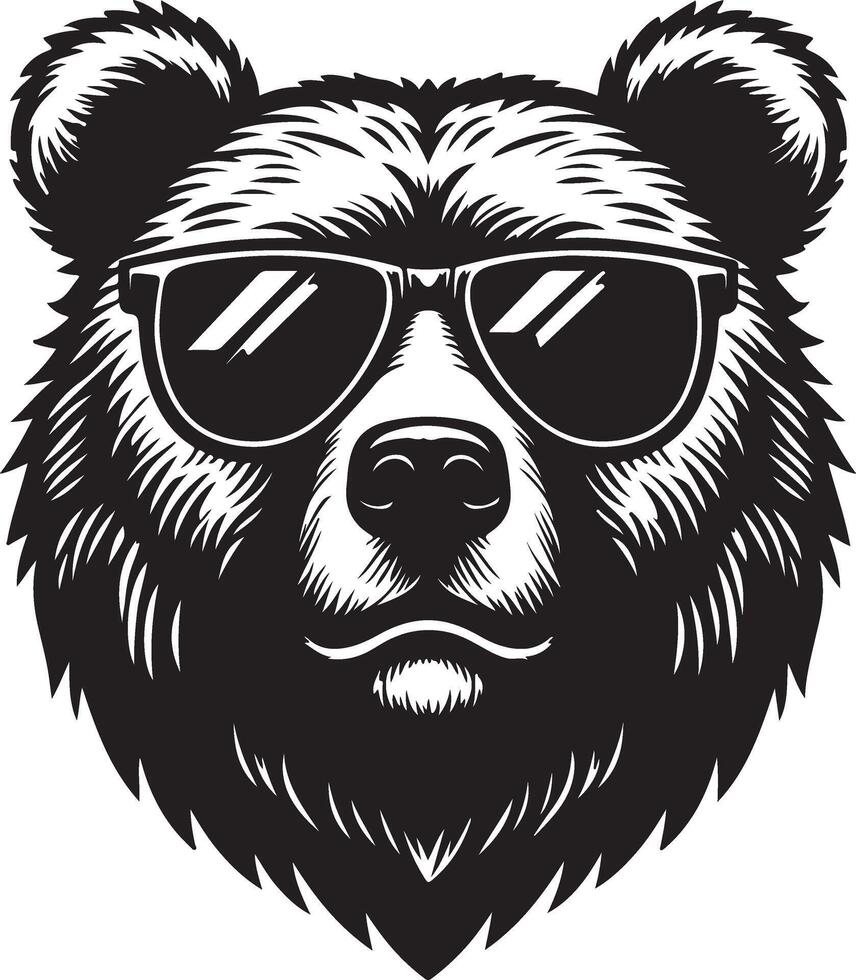Bear with sunglass silhouette design vector