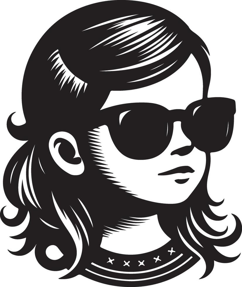 Girl head with sunglass design vector