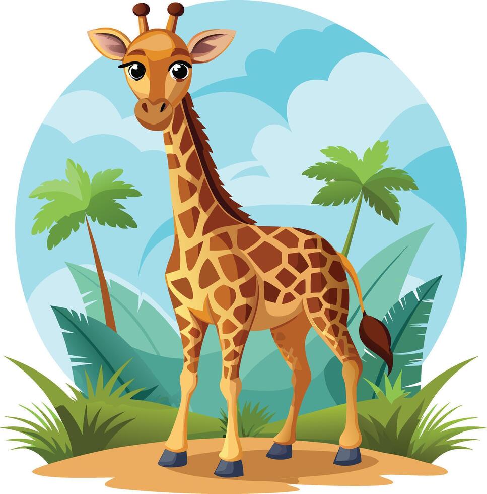 Giraffe mascot sticker design vector