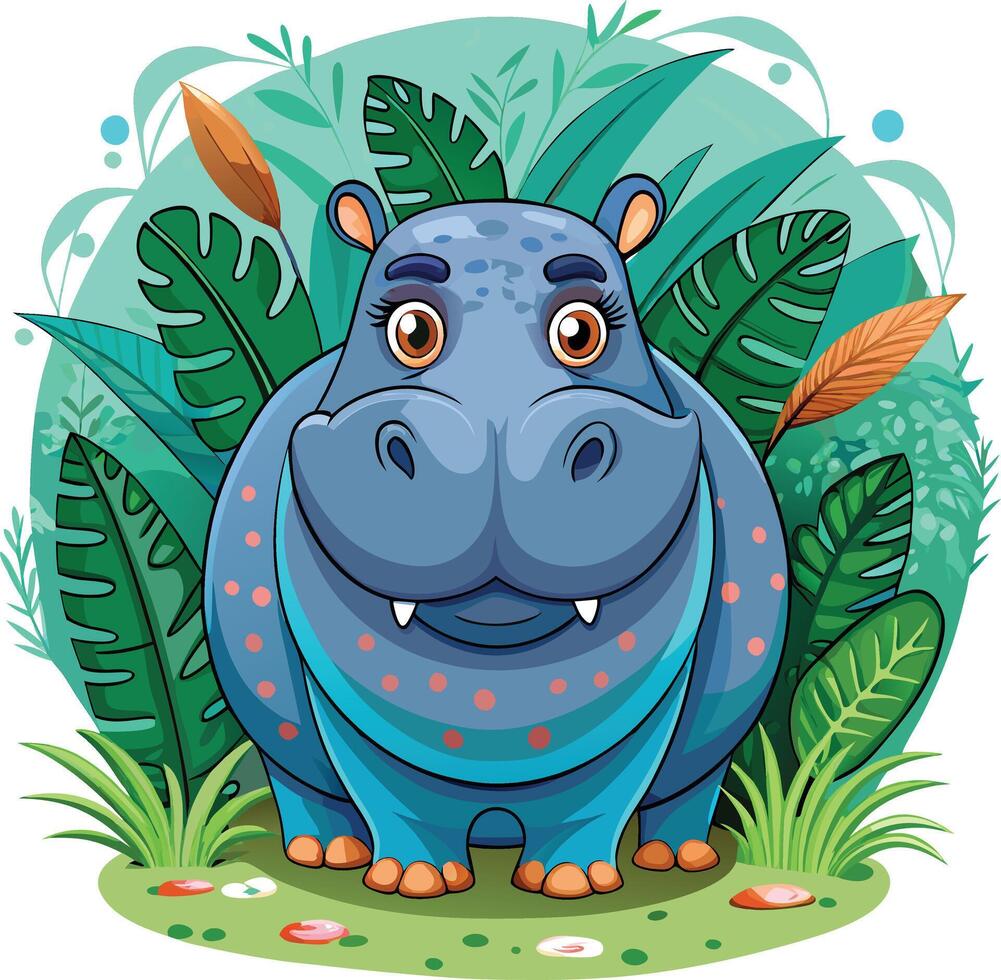 Hippo mascot sticker design vector