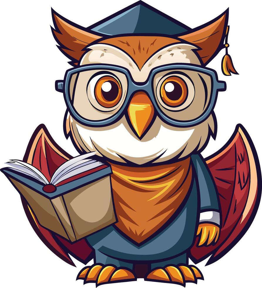 Owl mascot character sticker design vector