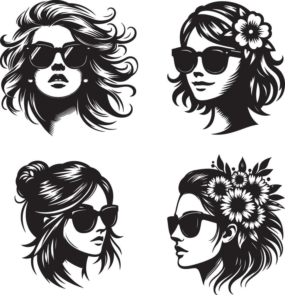 Girl head with sunglass design vector