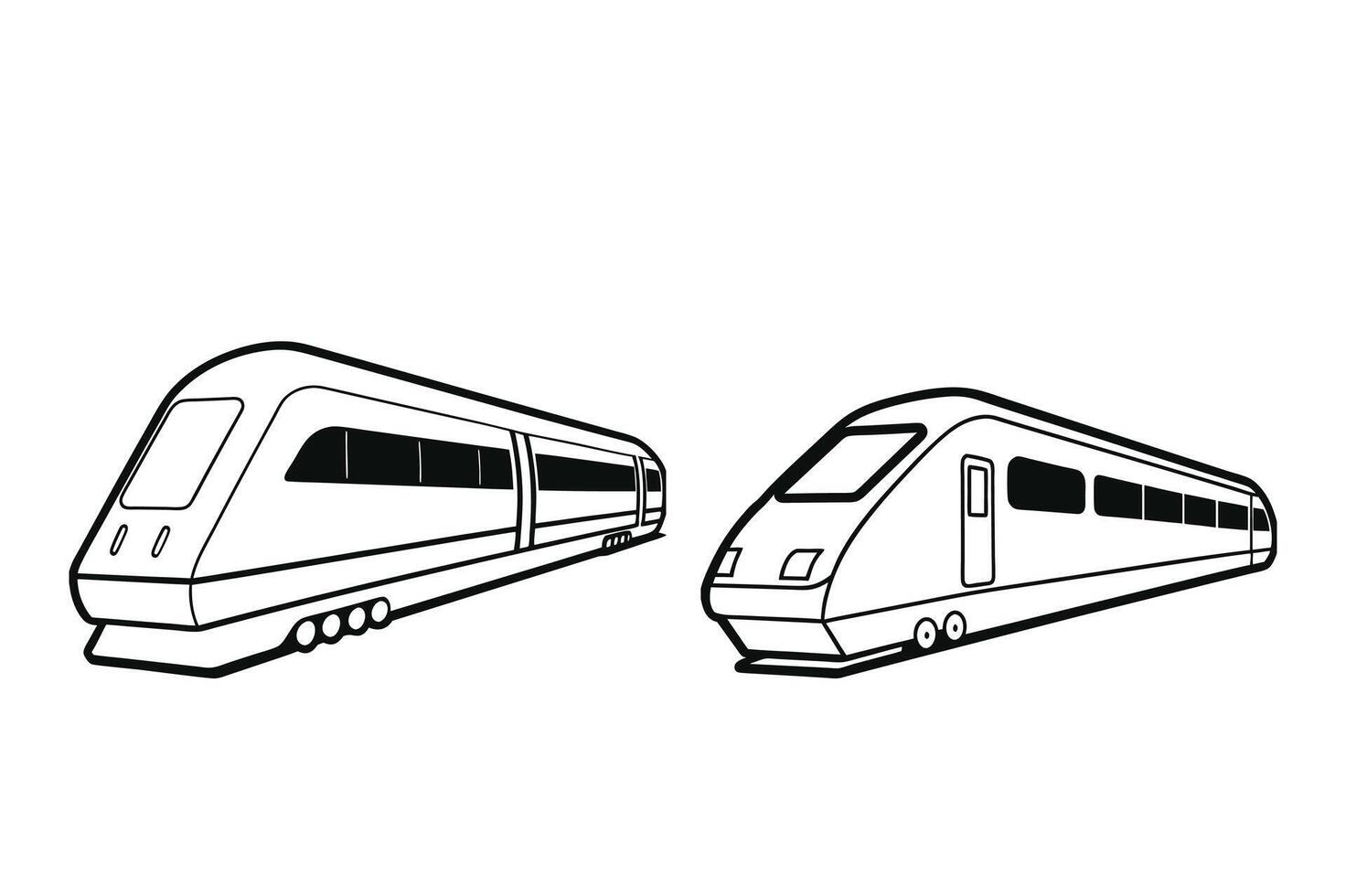 Train Outline Illustrations for Transportation Graphics vector