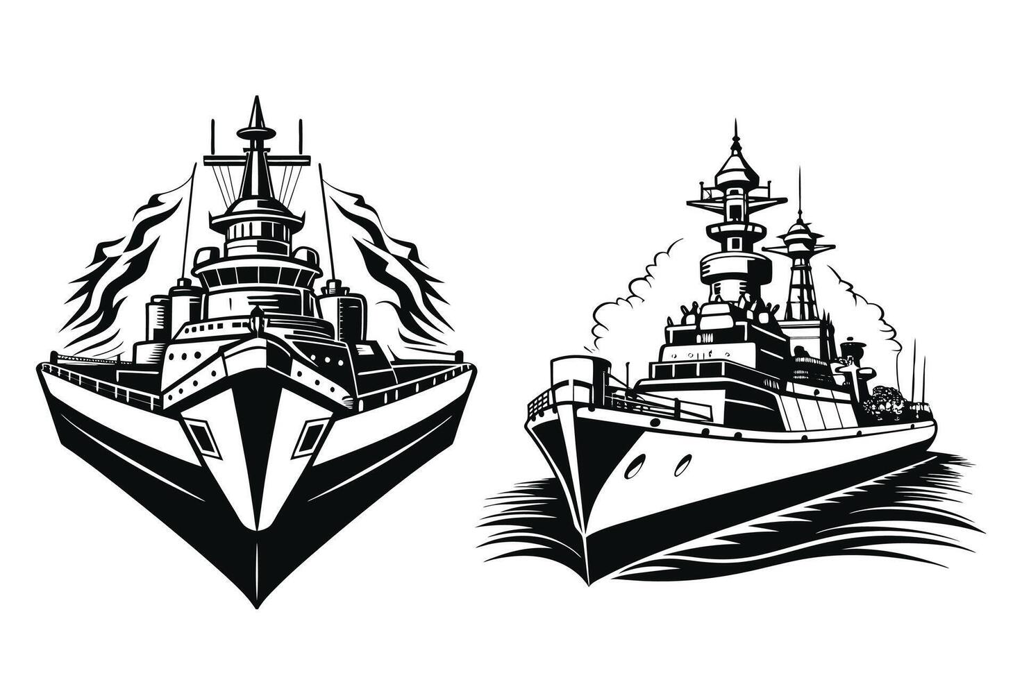 Minimalist Warship Outline for Military Design Projects vector