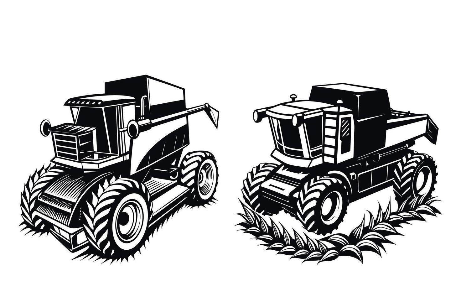 Customizable Combine Harvester Illustration vector
