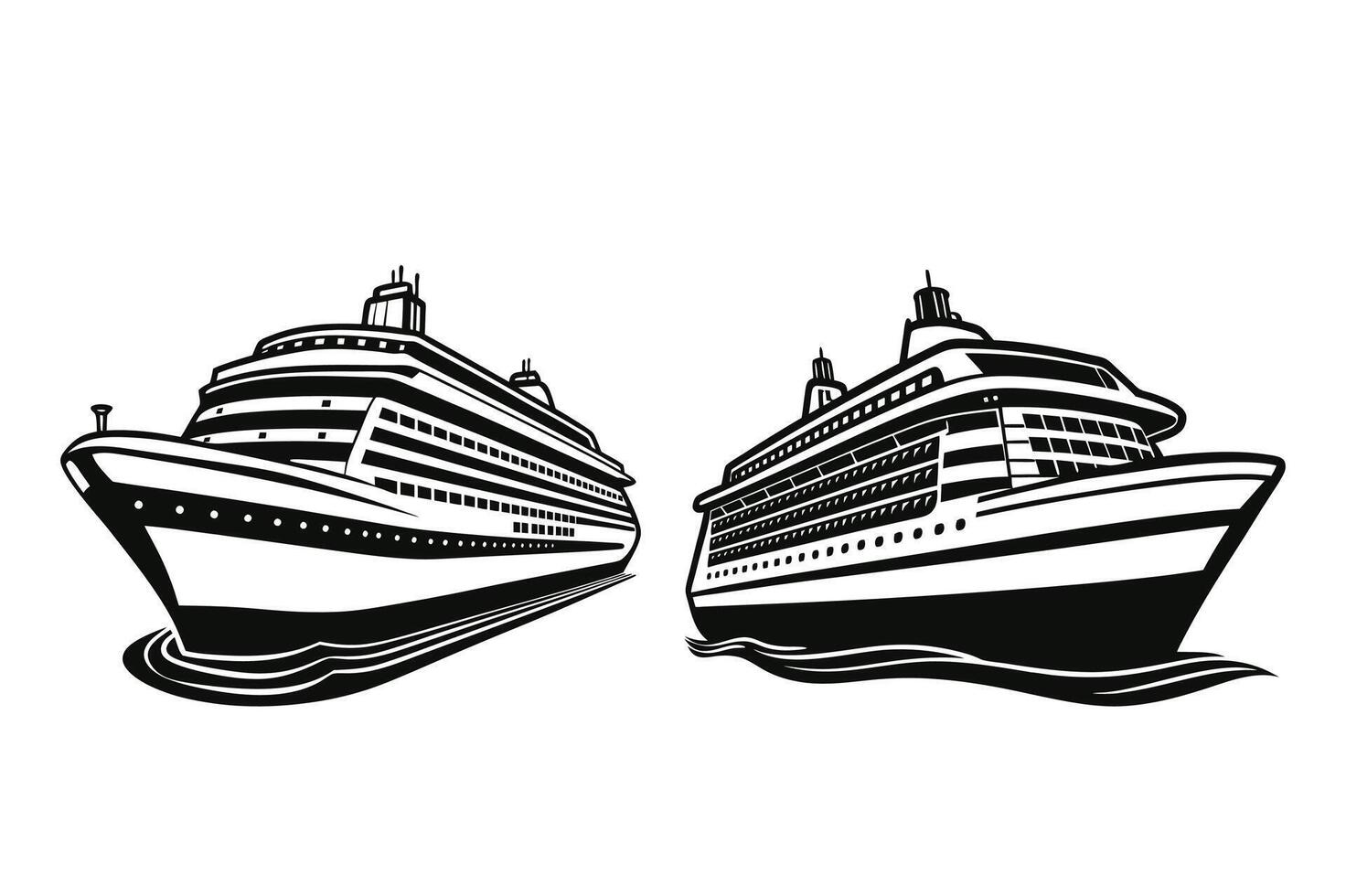 Nautical Cruise Ship Illustrations vector
