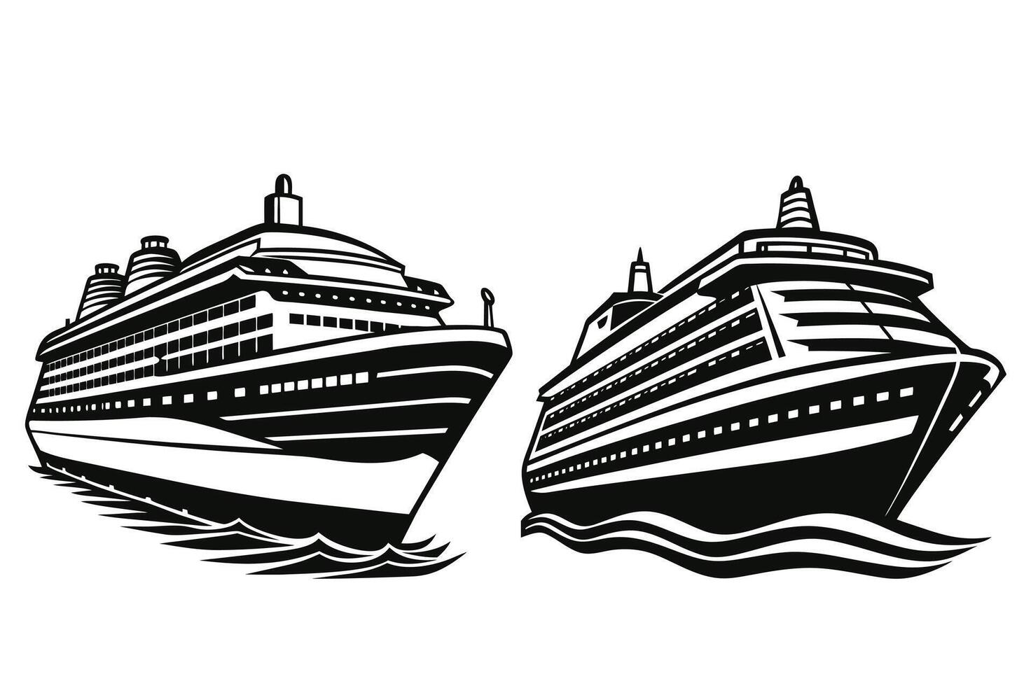 Travel-Themed Cruise Ship Graphics vector