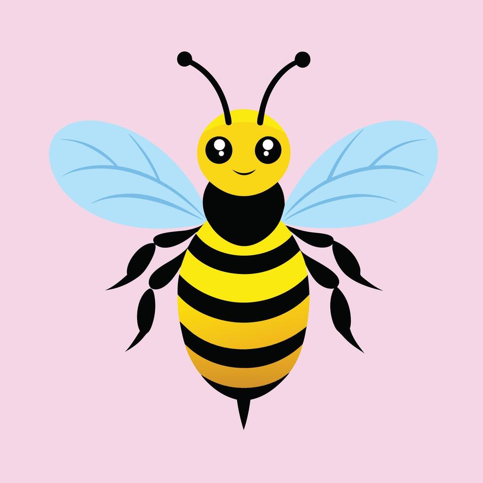Pa bee with a blue wings and a pink backgroundrint vector