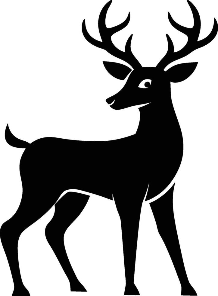 a black and white drawing of a deer with antlers. vector