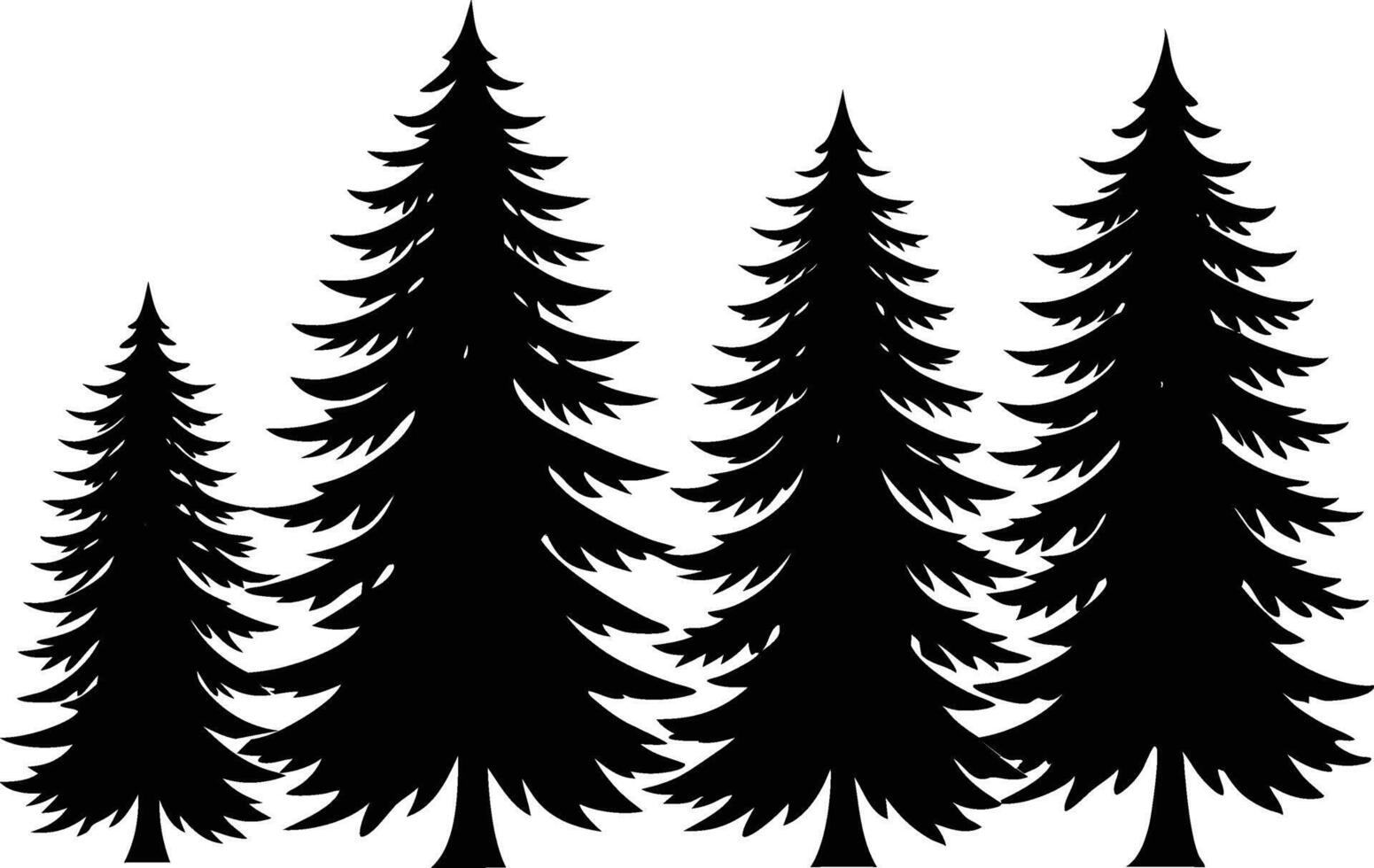 a black and white picture of a forest with Pine trees in the background vector