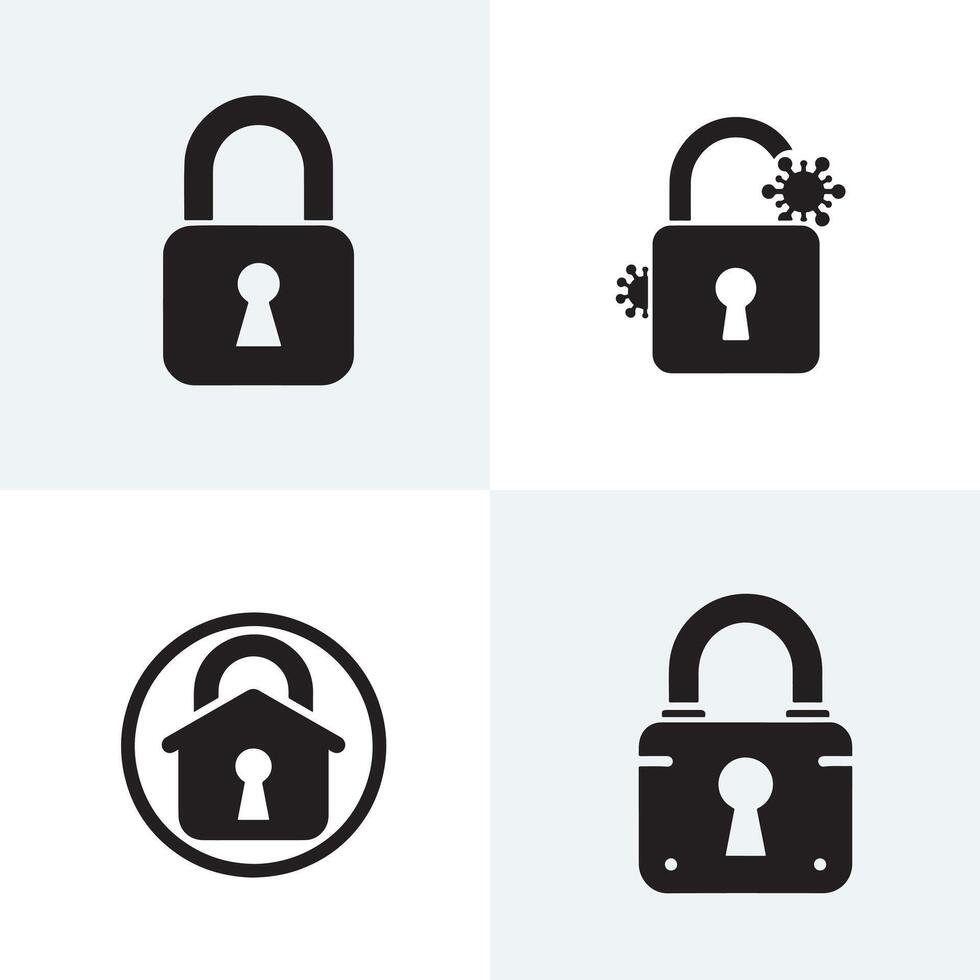 Four different types of lock icons vector