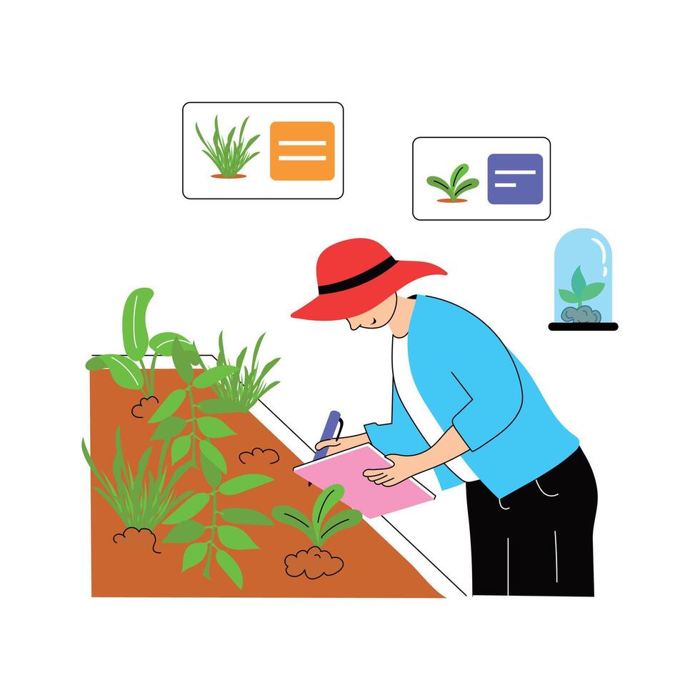 A researcher studying plants for agricultural improvements vector