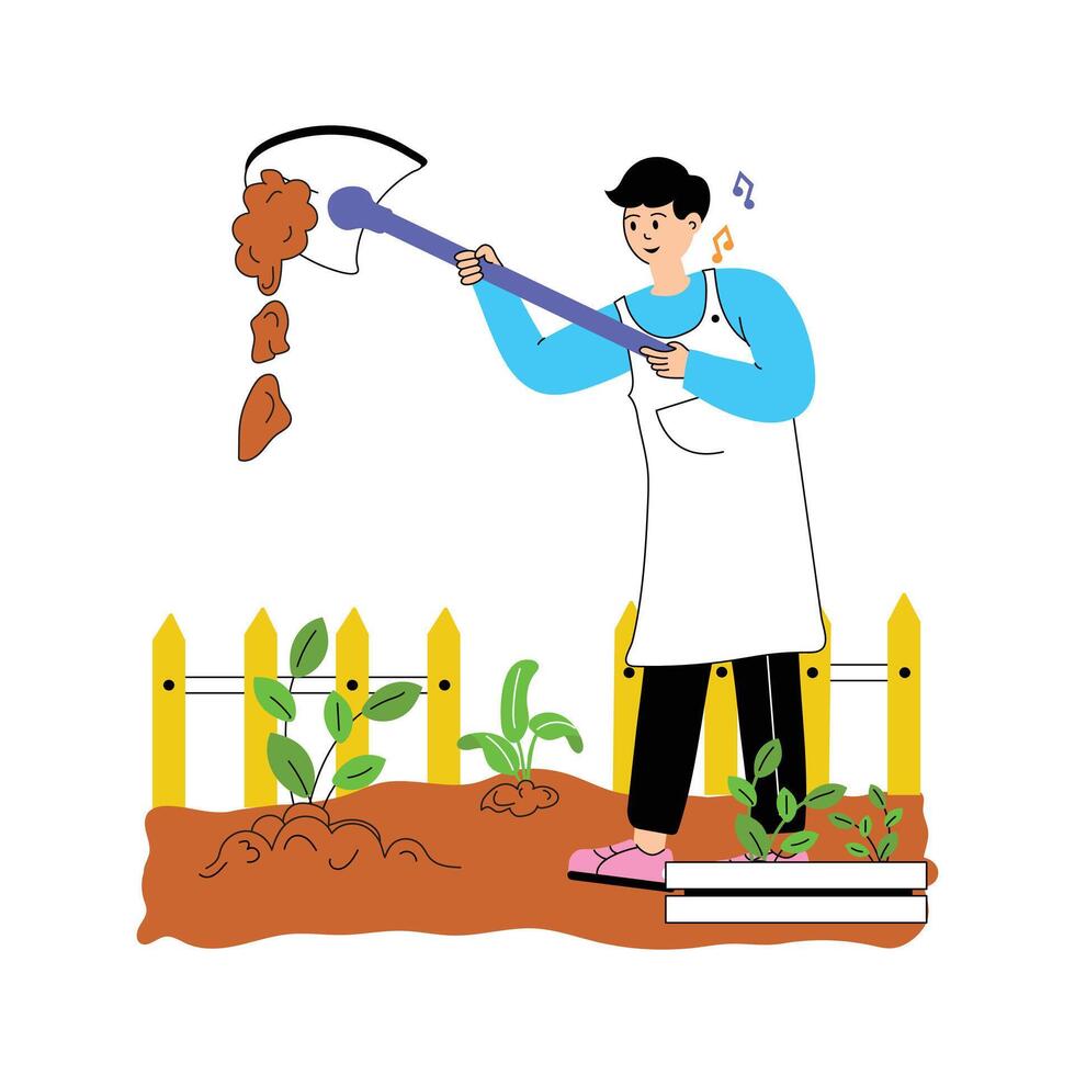 A person happily engaged in gardening activities vector