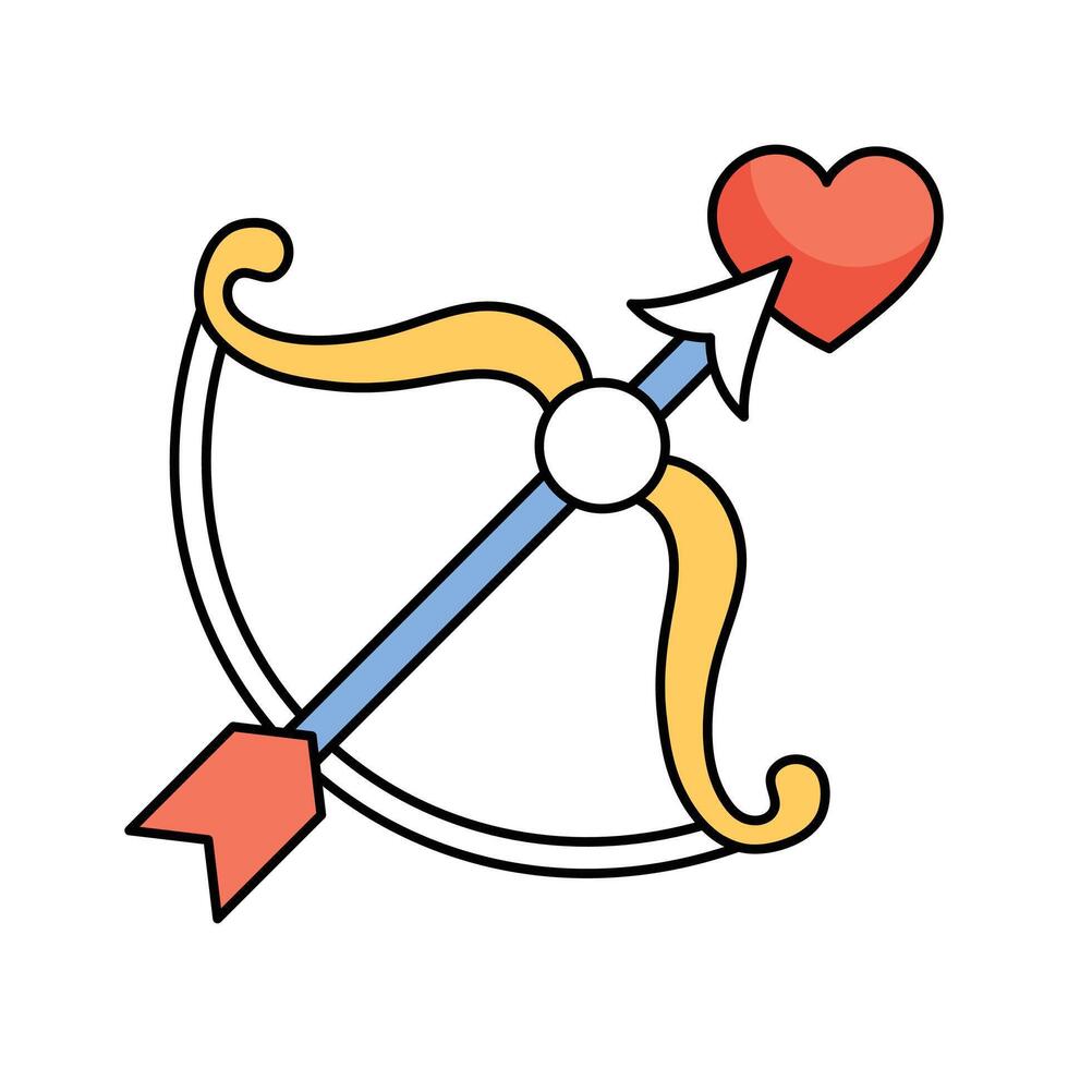 Cupid bow and arrow, symbolizing love, aim and connection vector