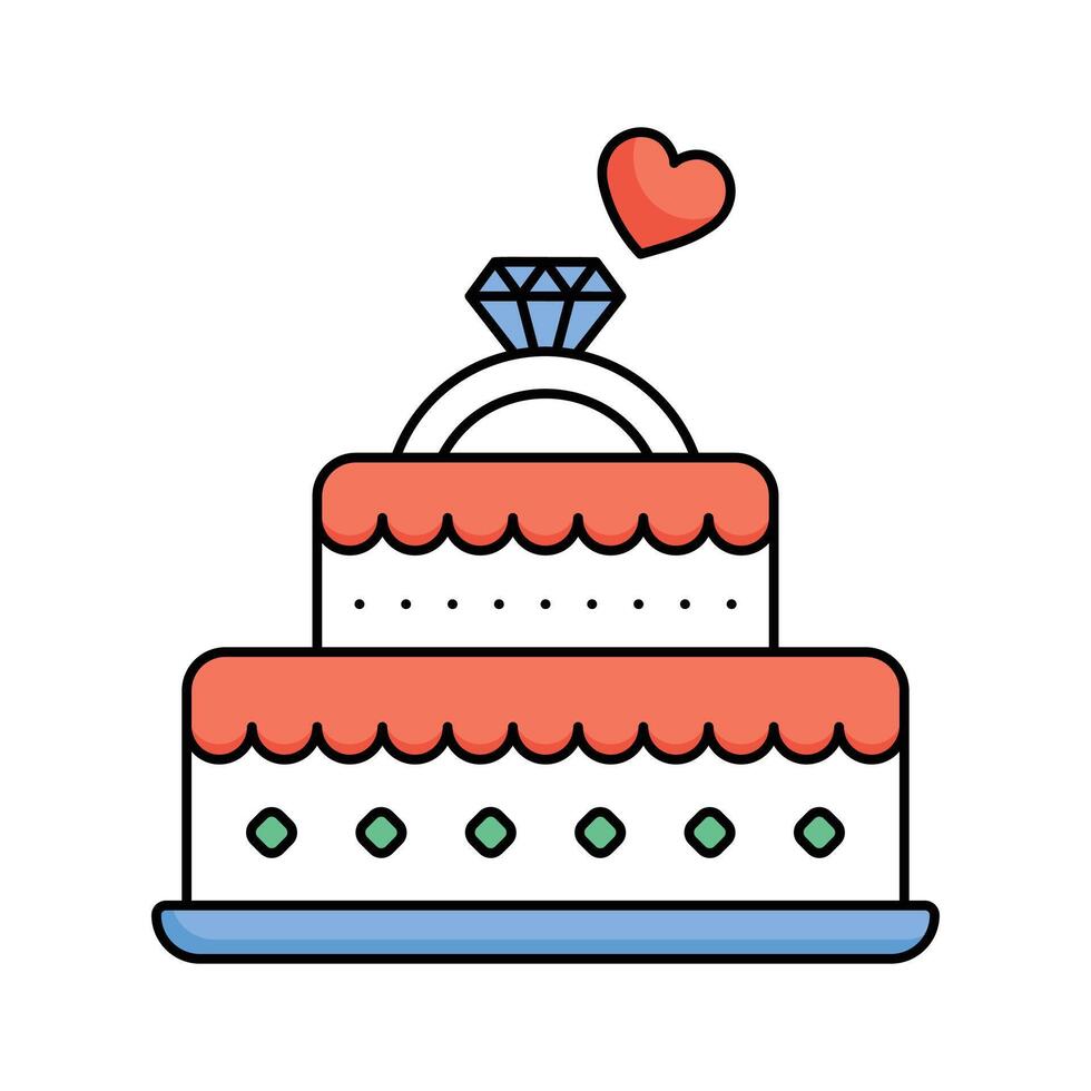 A multi tiered wedding cake symbolizing the sweet start of marriage vector