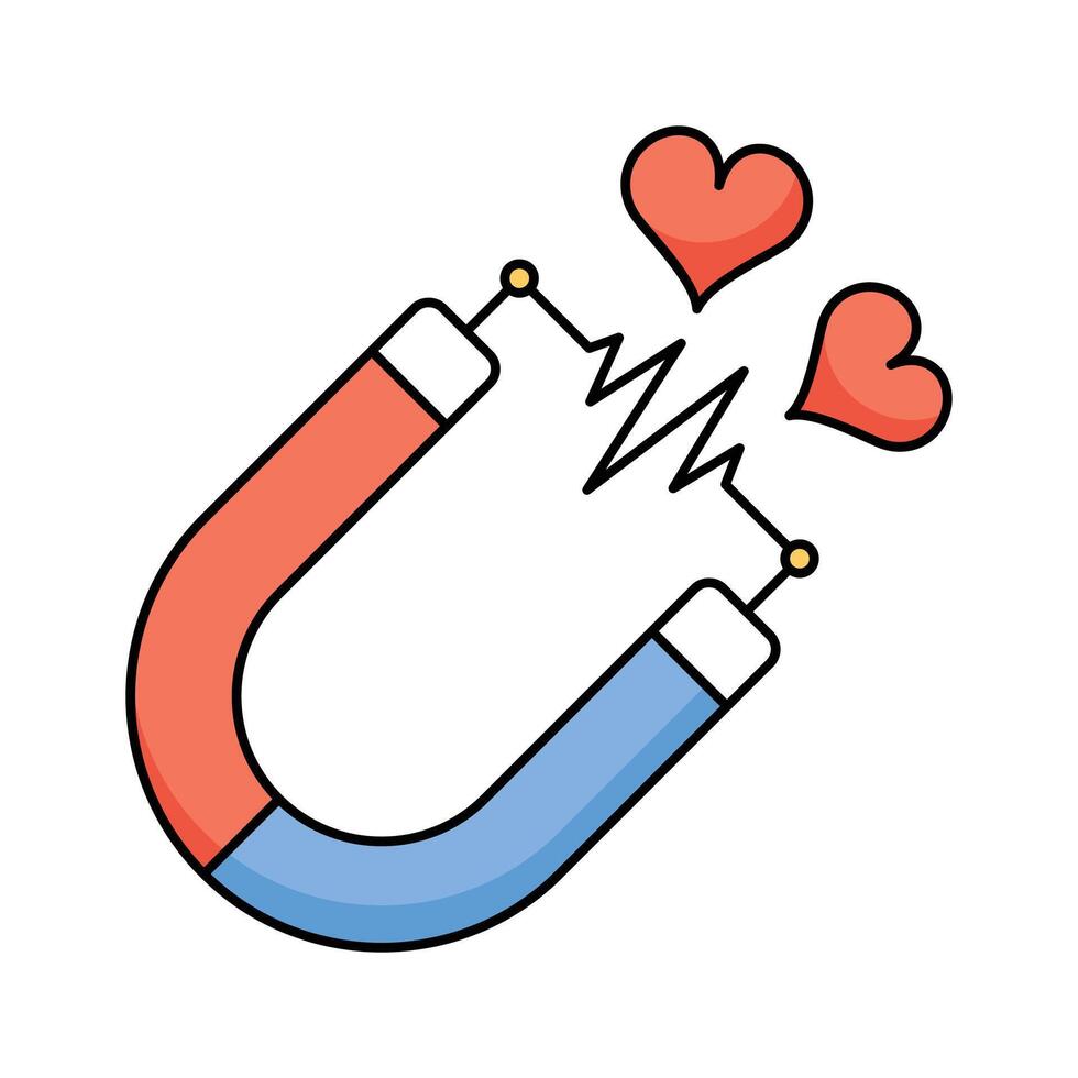 A magnet with hearts, symbolizing attraction and strong love vector