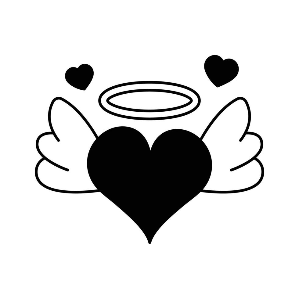 Heart with wings and a halo symbolizing love's protection vector