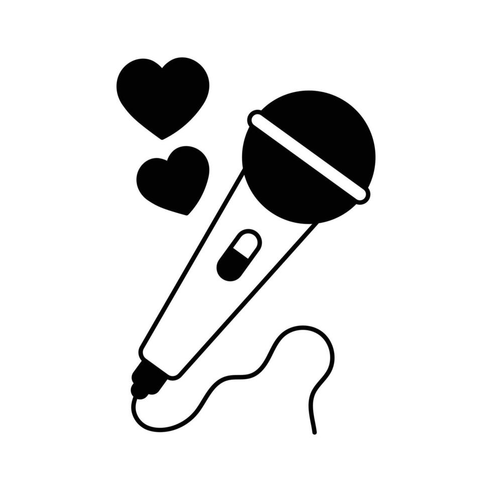 A microphone with hearts, indicating karaoke fun at weddings vector
