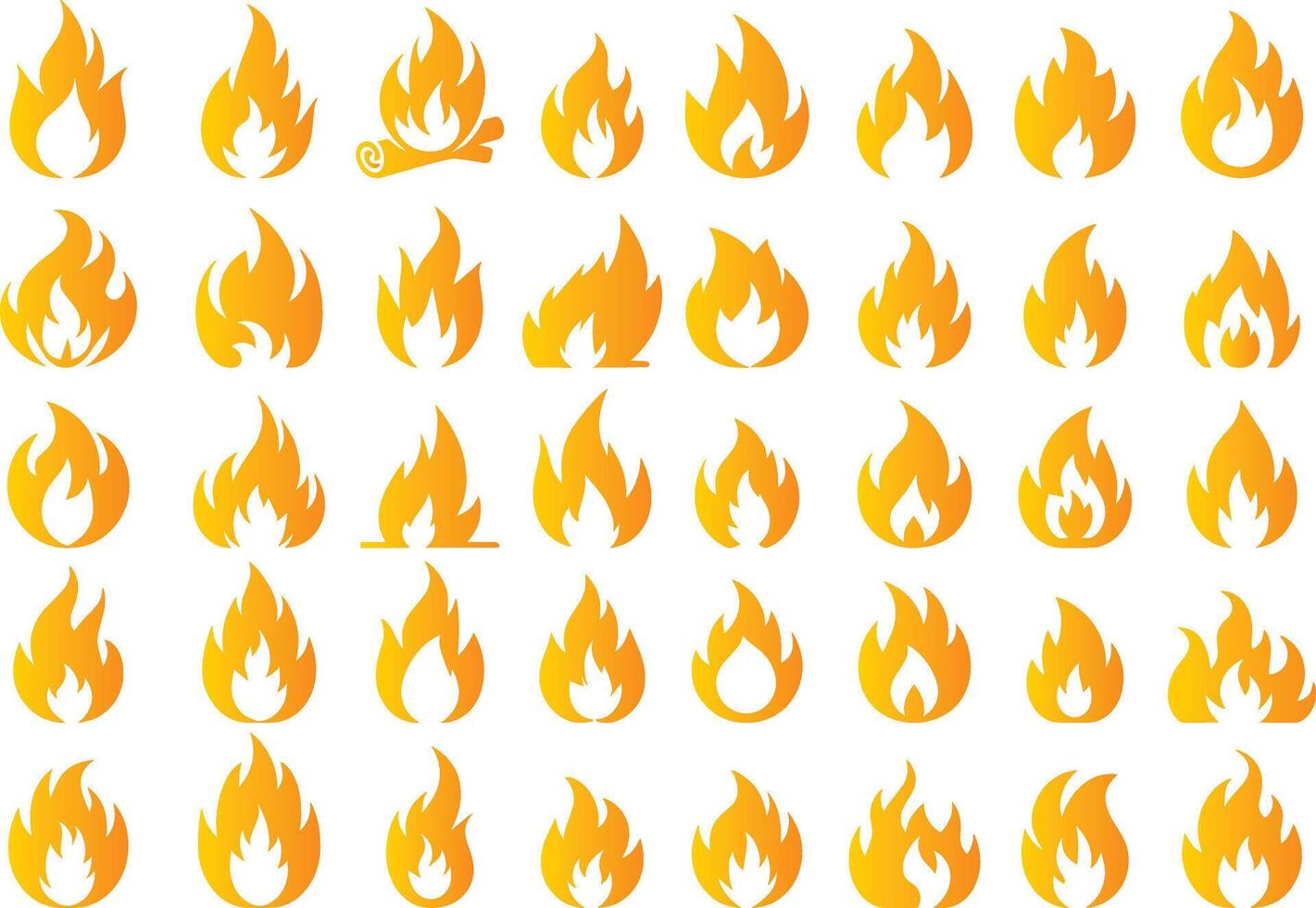 Fire Illustration Pack Sleek Red and Yellow Flames with Gradient and Spark Icons vector