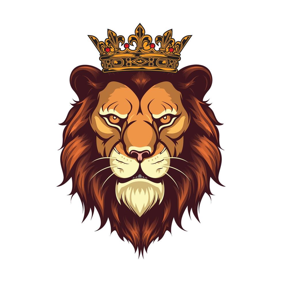 illustration graphic of Lion Head full color on white background. Perfect for emblem, symbol, logo, mascot, etc. vector