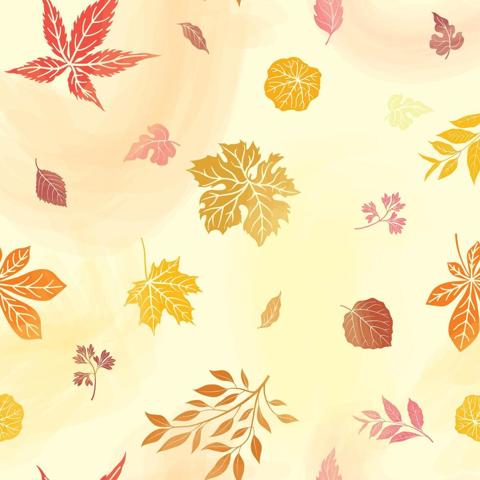 Autumn leaves seamless pattern. Flourish nature garden textured watercolour background vector