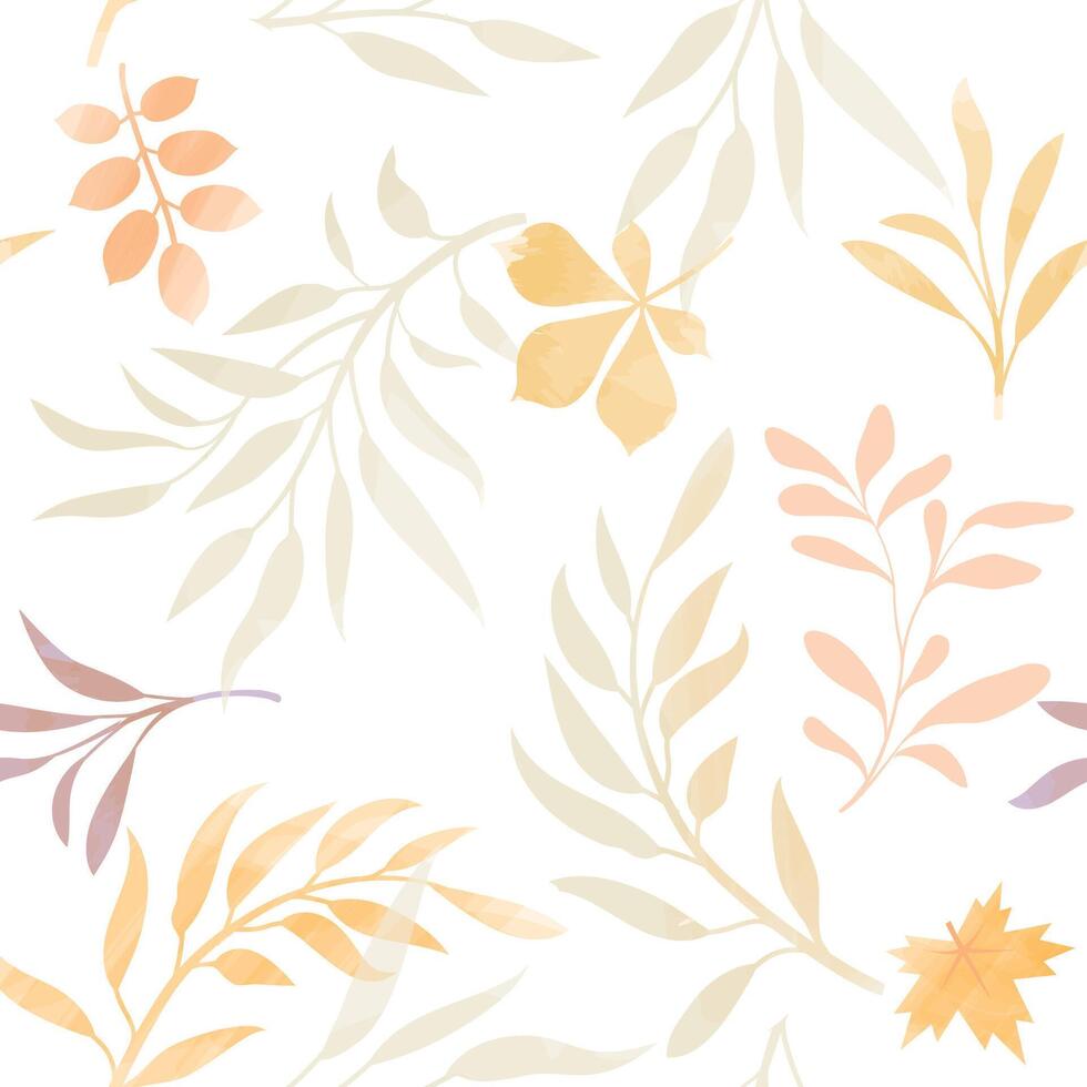 Autumn seamless pattern. Flourish autumnal nature texture. Fall leaf background. vector