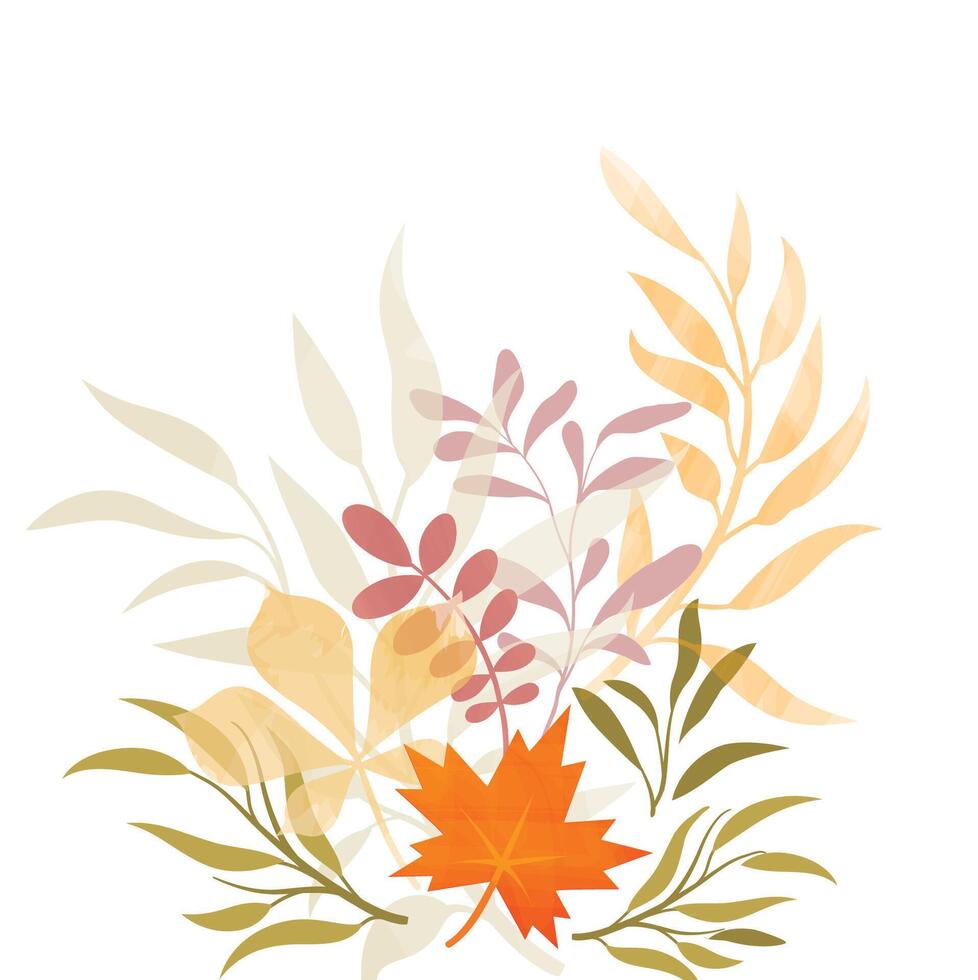 Autumn Fall Background. Floral foliage texture. Flourish leaves isolated bouquet. Autumnal Nature. vector