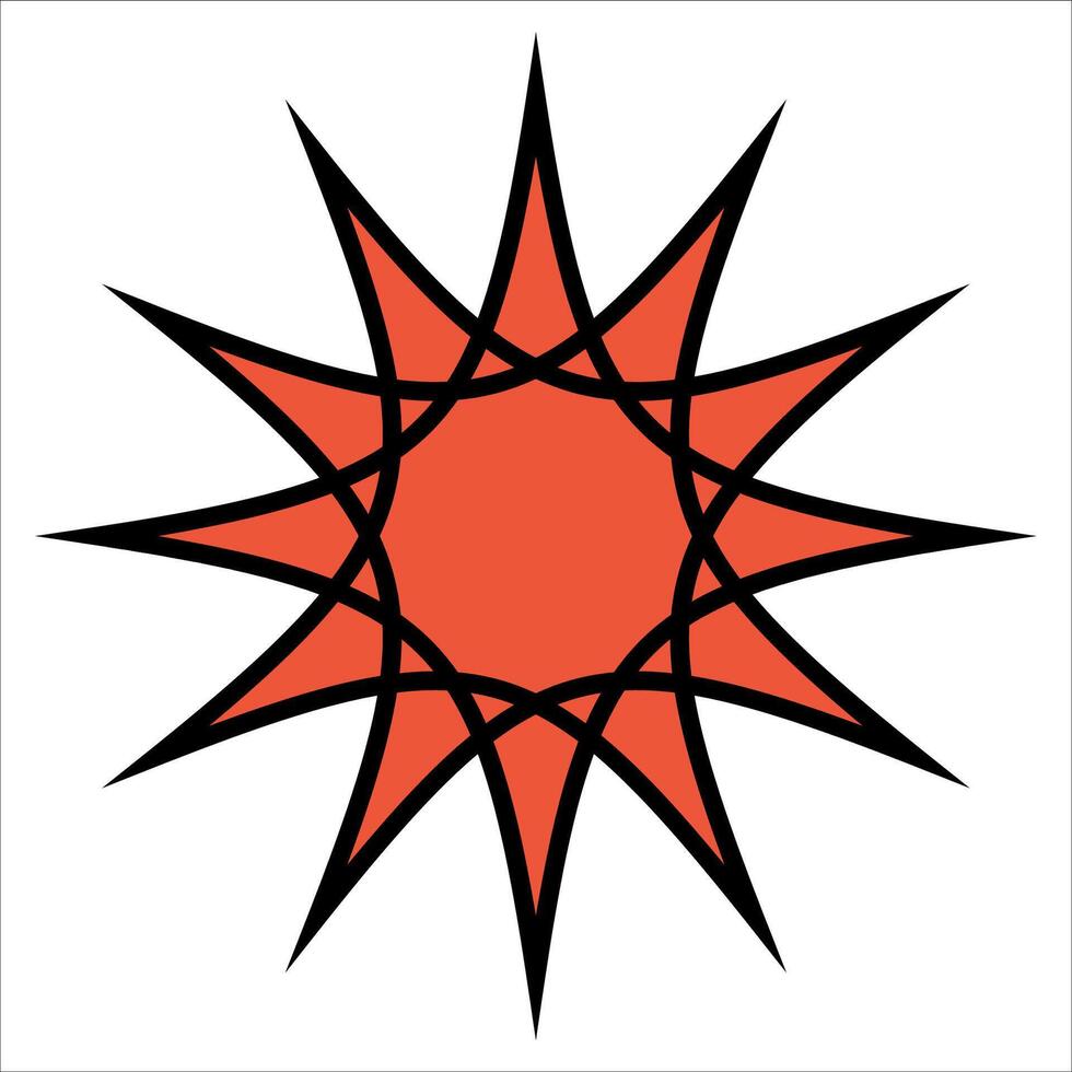 A red star with black lines on a bright white background vector