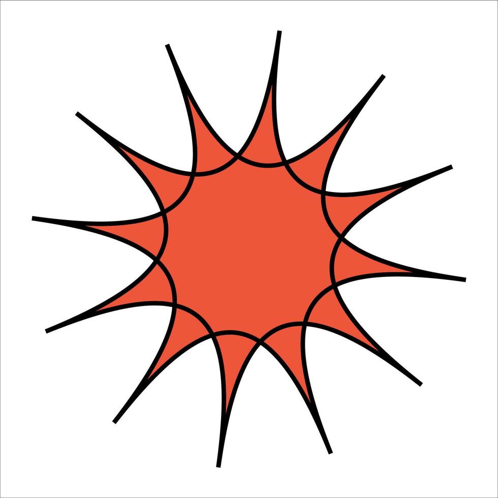 A drawing of a red star with bold black lines on a white background vector