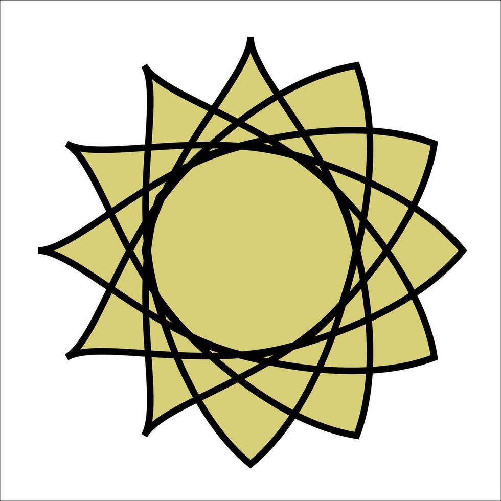This is a drawing of a sun featuring a circle right in the center vector