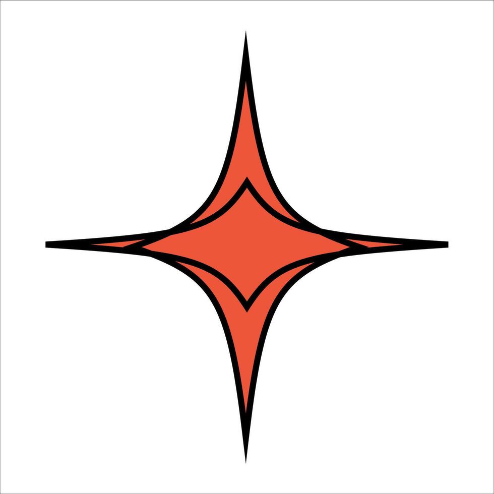 A striking red star featuring a bold black outline on a white background vector