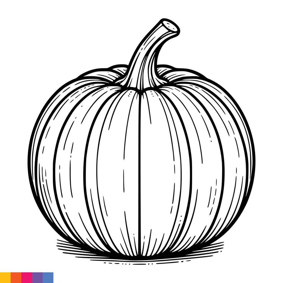 A pumpkin coloring page with a black outline vector