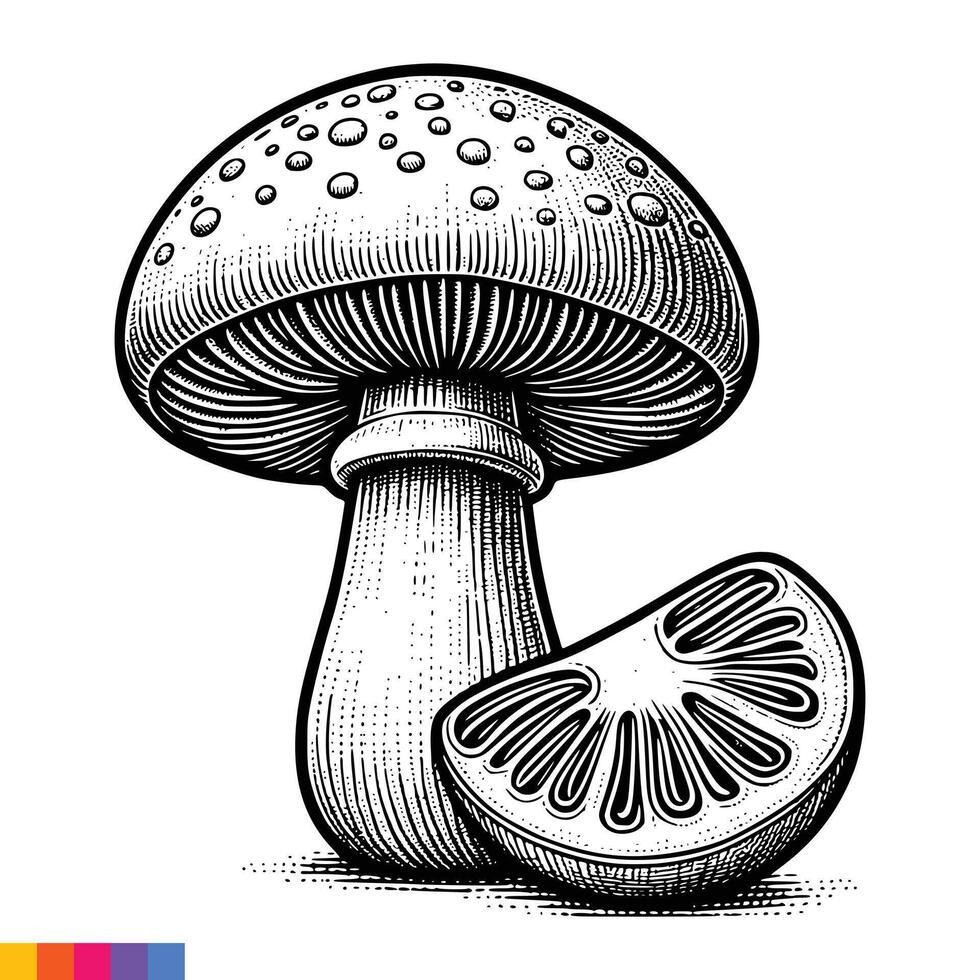 Mushroom with lemon slice vector