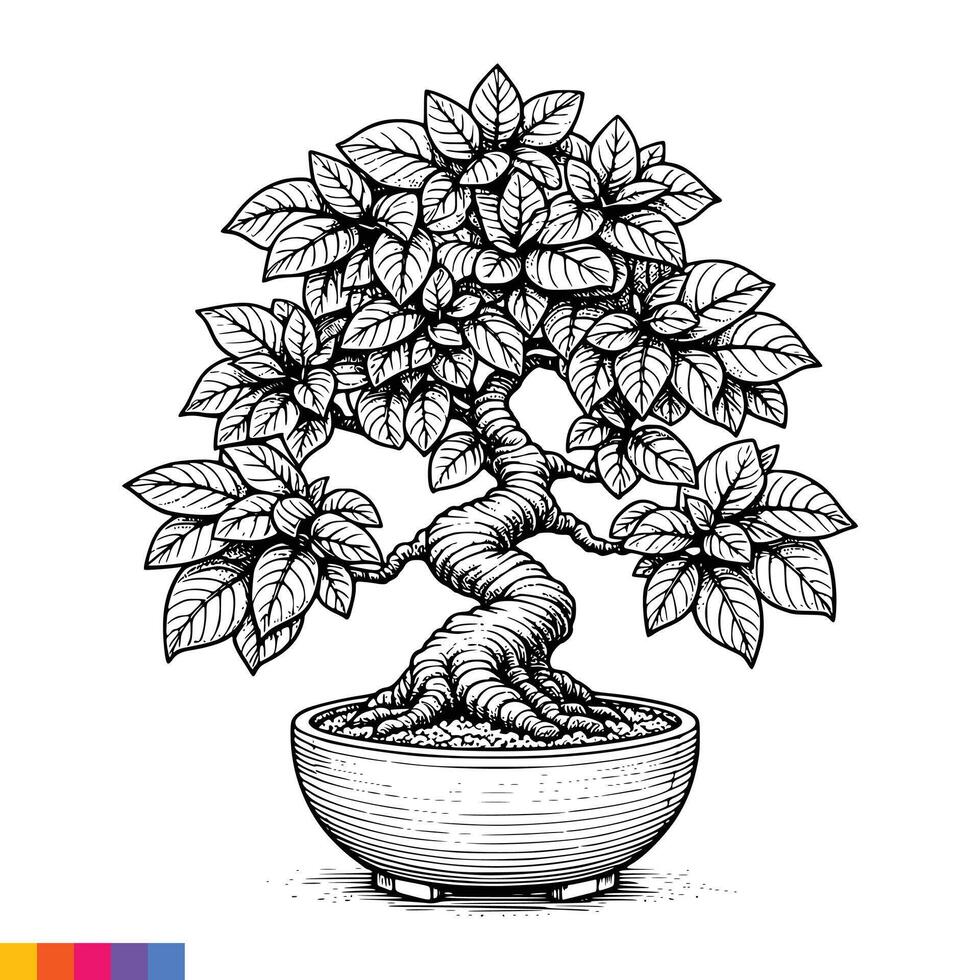 Bonsai tree in a pot vector