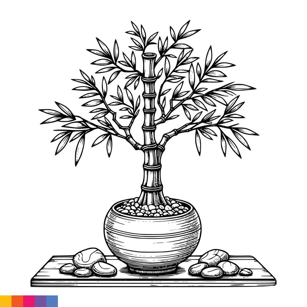 Bonsai tree in a pot vector