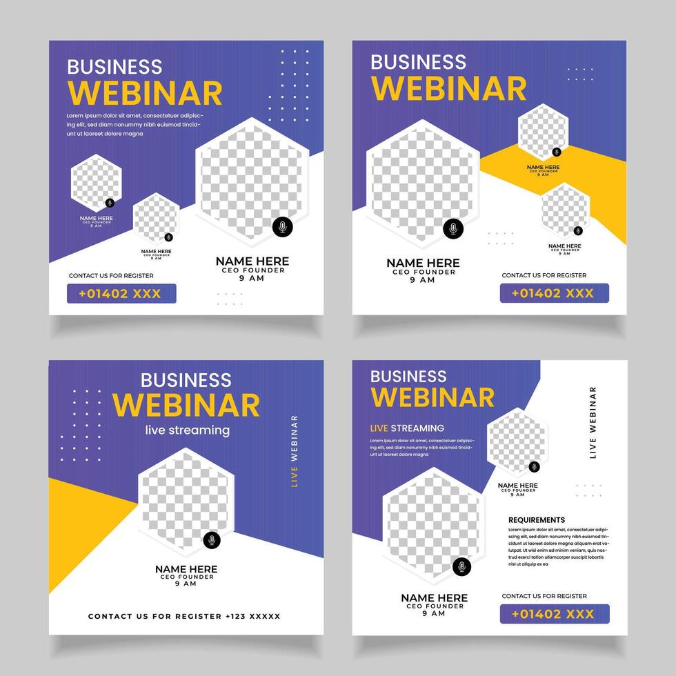 digital business webinar social media post template vector